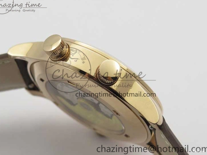 MIROTIME 0510 ZipUp Calatrava 5524R Pilot Travel Time RG GRF Brown Dial on Brown Leather Strap A324 V 7110